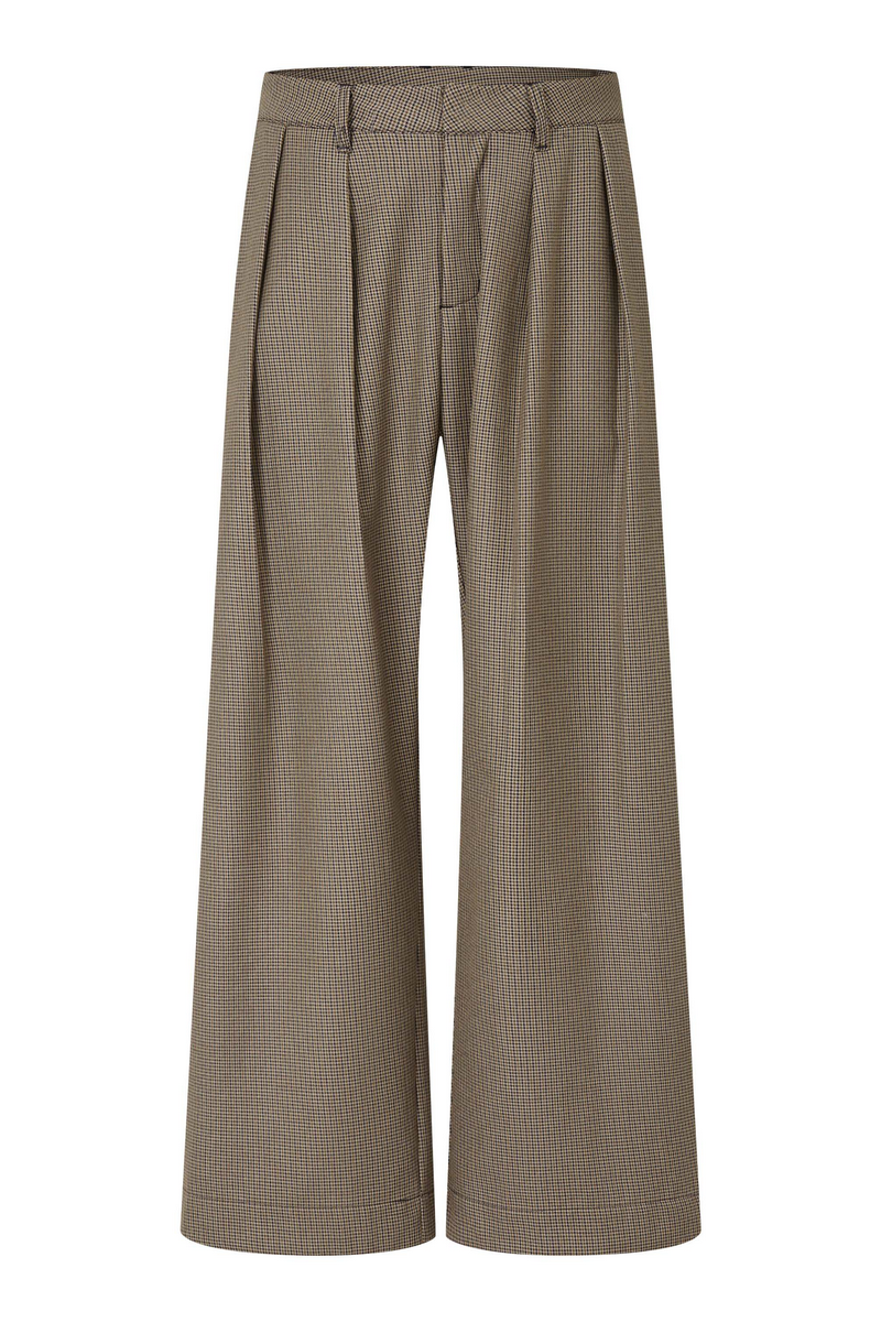 Houndstooth Pleated Wide Pants