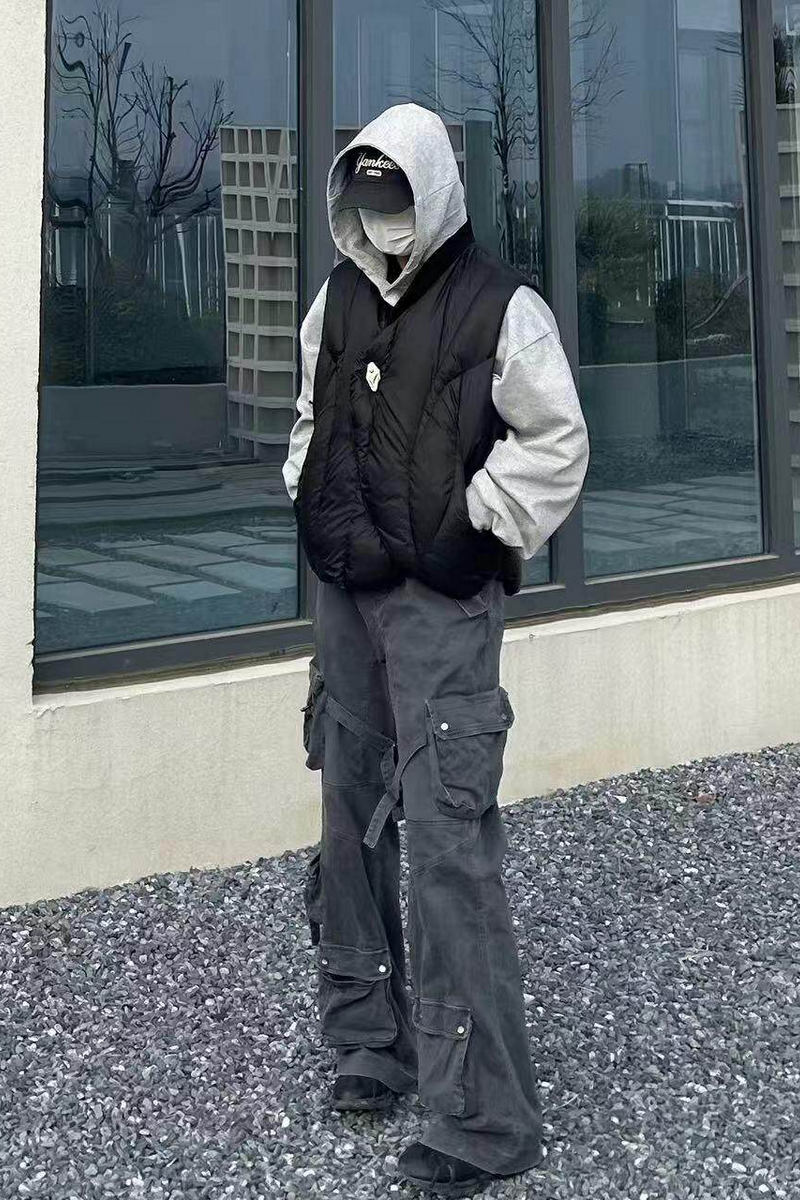 Ribbed Collar Down Vest