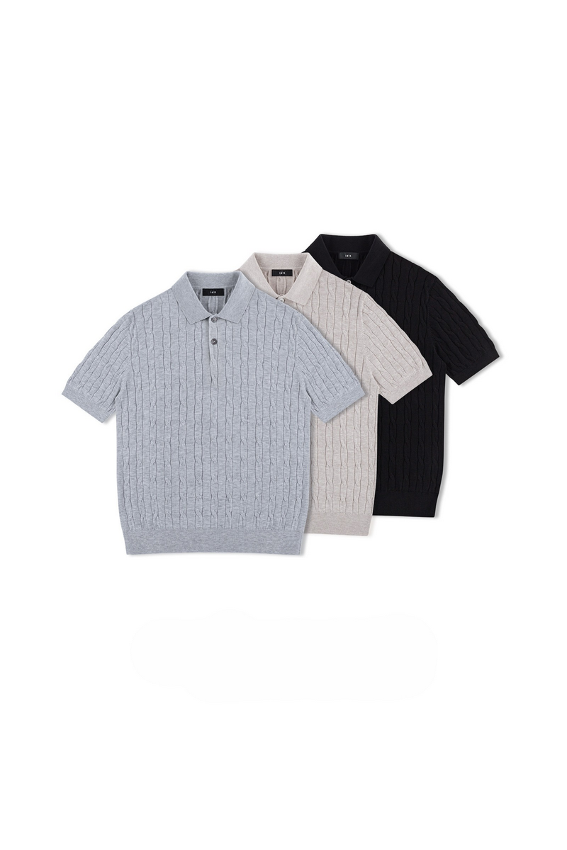 Cable Knit Polo Shirt