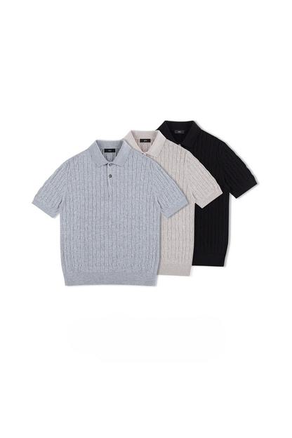 Cable Knit Polo Shirt