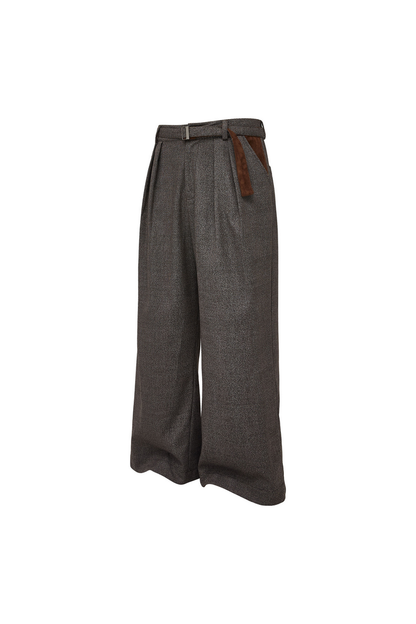 Houndstooth Suede Wide Pants