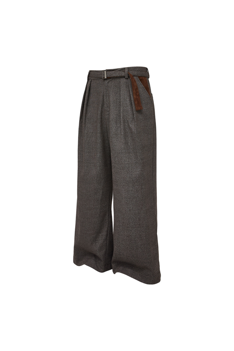 Houndstooth Suede Wide Pants — Taichiism — view 6
