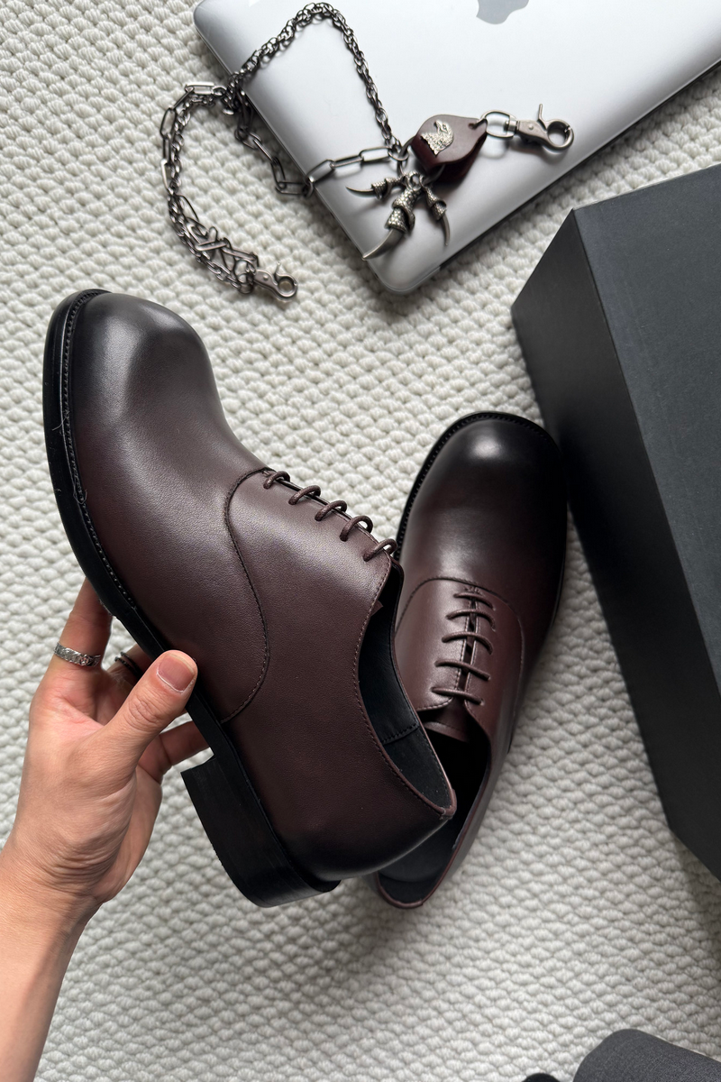 Washed Leather Derby Shoes