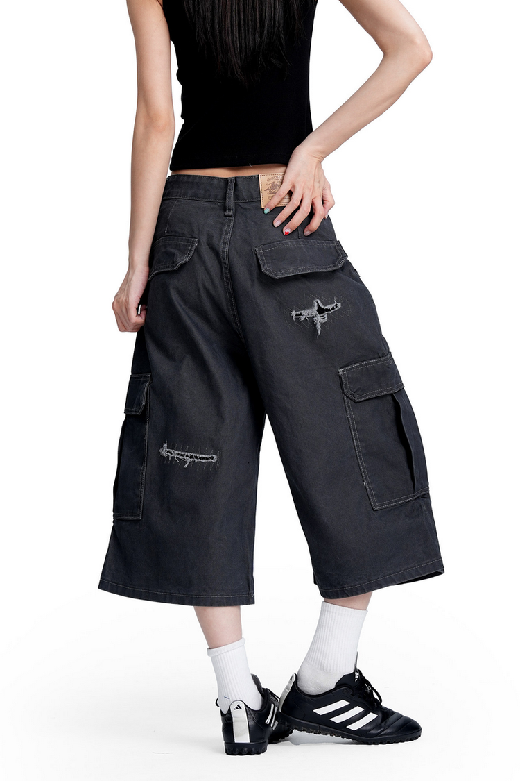 Washed Cargo Shorts — Trenqor Basics — view 5