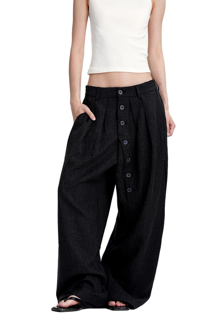 Button Detail Pleated Trousers