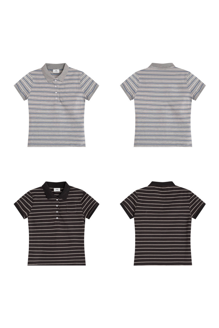Striped Pocket Polo Shirt — Loopsoon — view 6