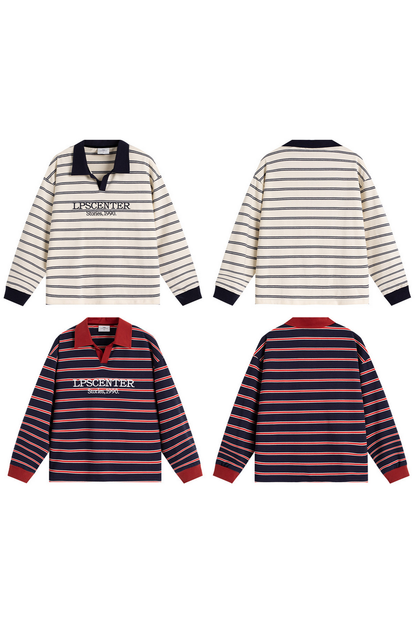 Striped Long Sleeve Polo