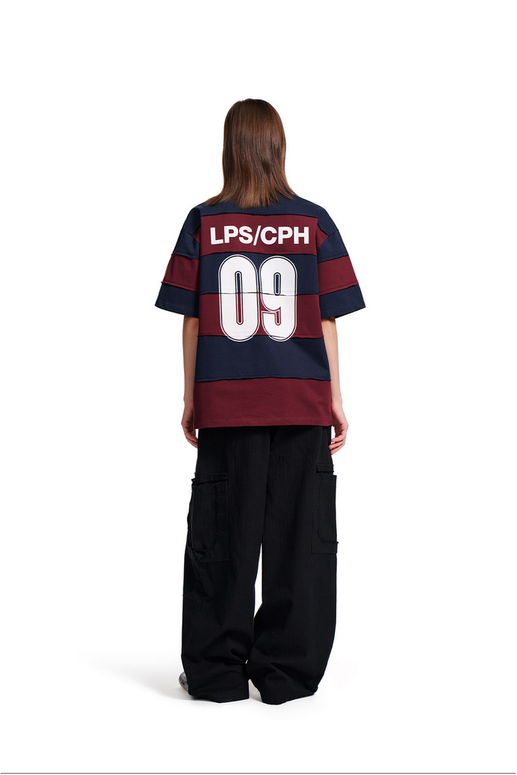 Distressed Striped Polo Shirt — Loopsoon — view 4