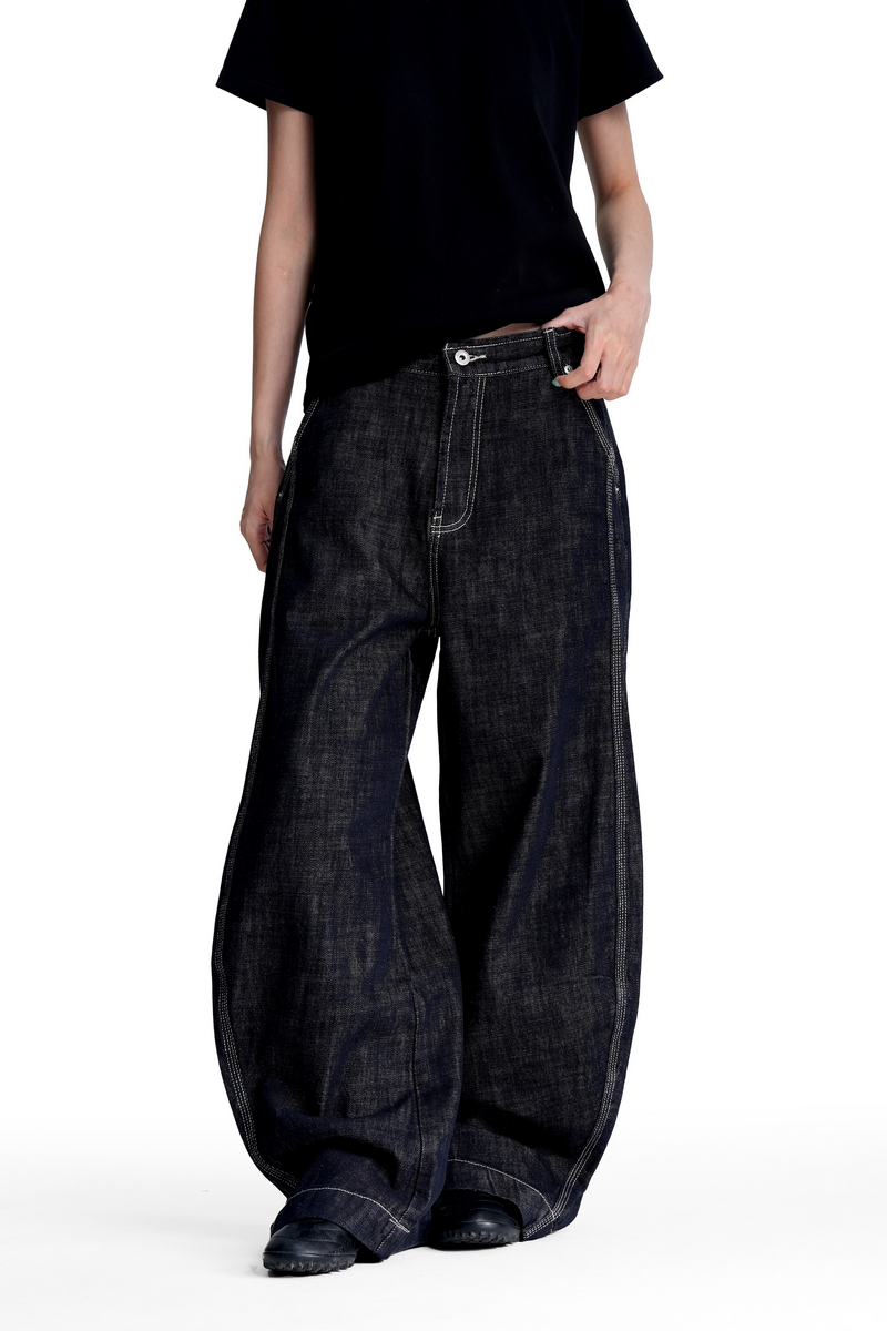 Deconstructed Raw Barrel Jeans