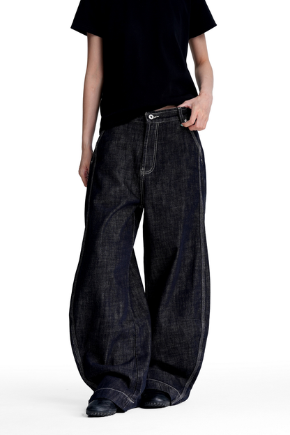 Deconstructed Raw Barrel Jeans