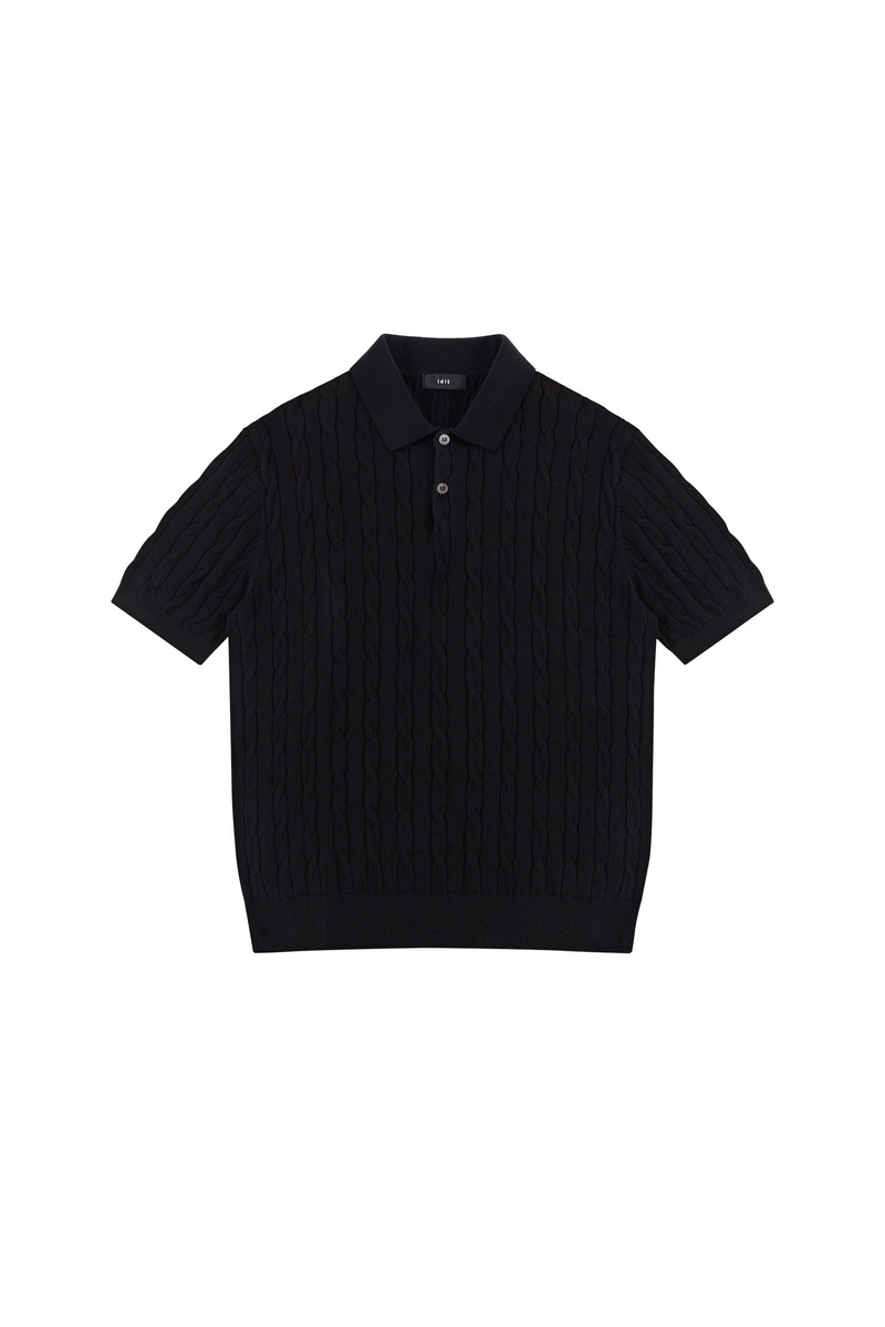Cable Knit Polo Shirt