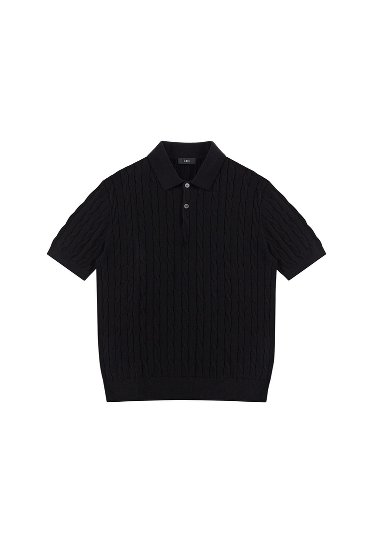 Cable Knit Polo Shirt — IDLT — view 3