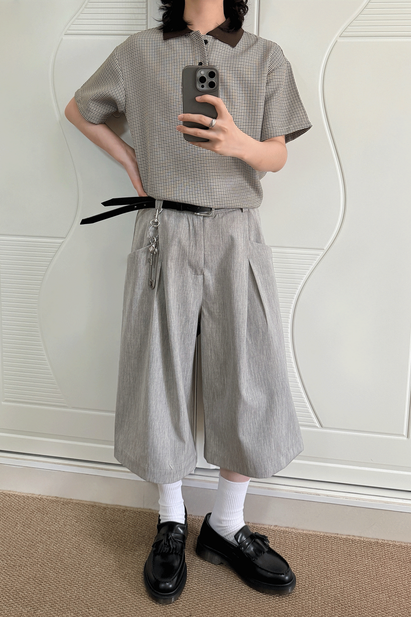 Linen Pleated Cropped Pants