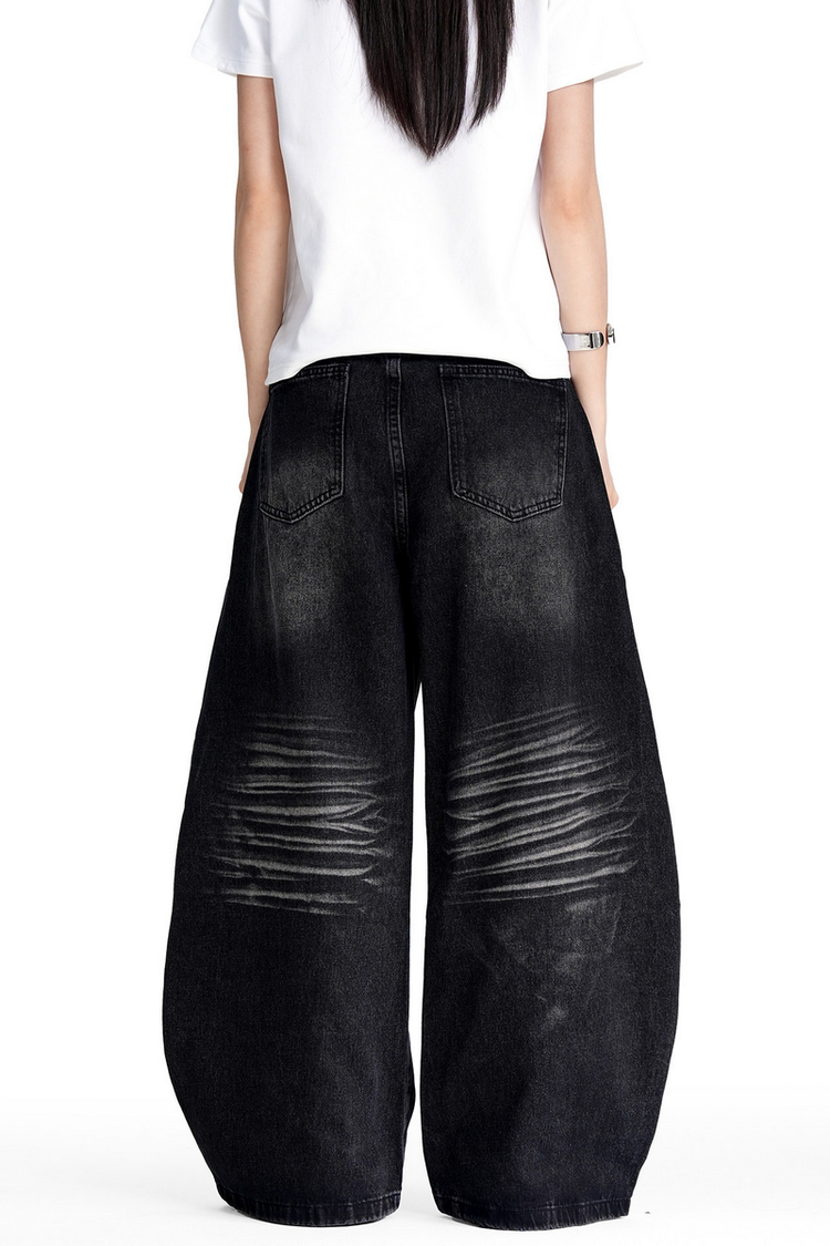 Black Whisker Barrel Jeans — Trenqor Basics — view 5