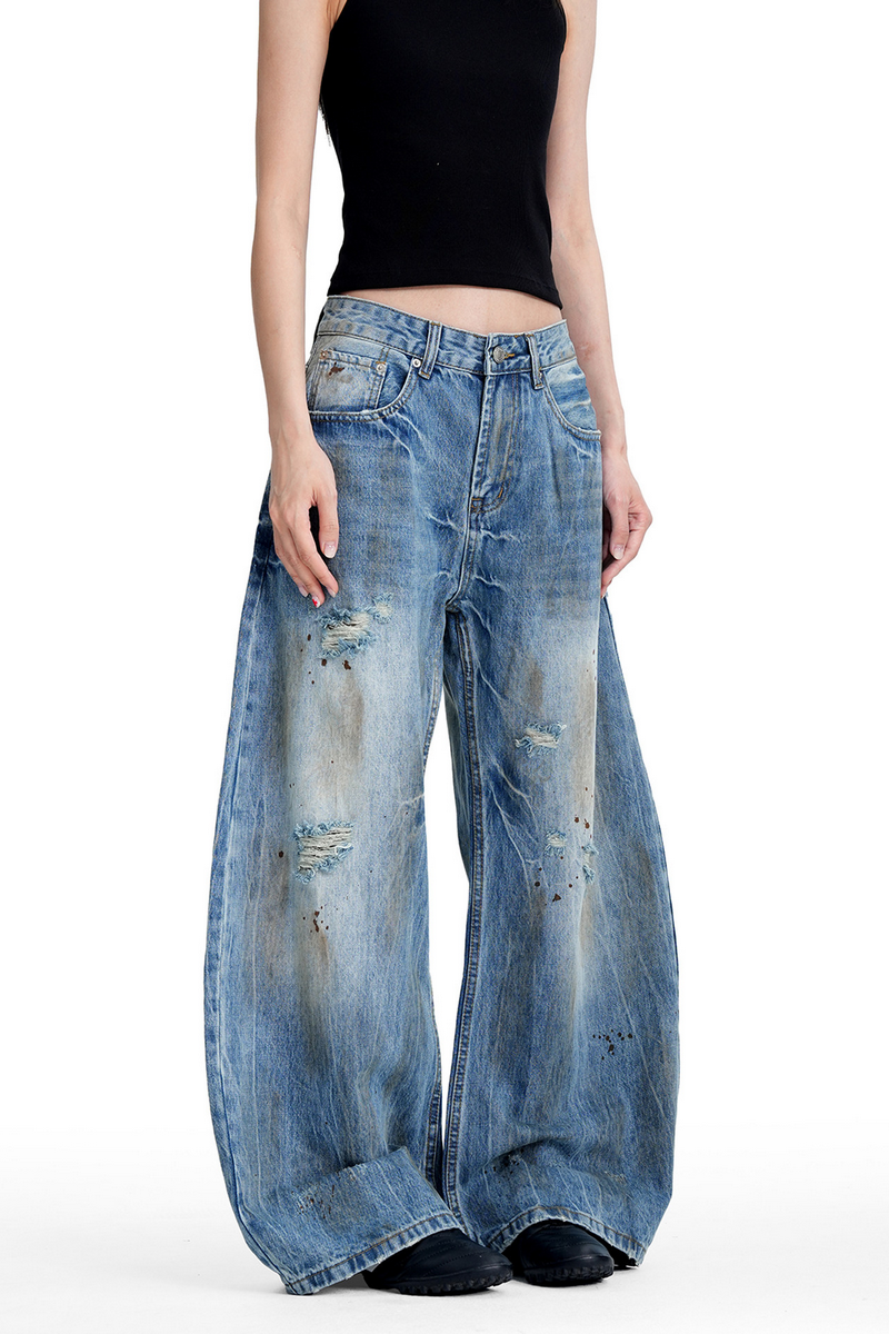 Dirty Wash Barrel Jeans