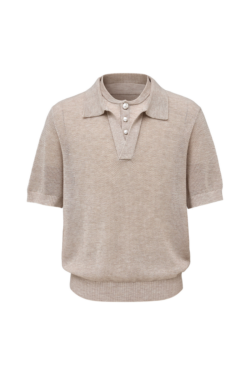 Layered Knit Polo Shirt