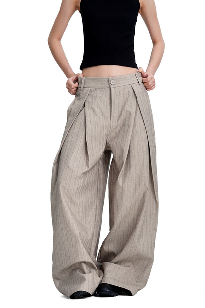Striped Pleated Trousers