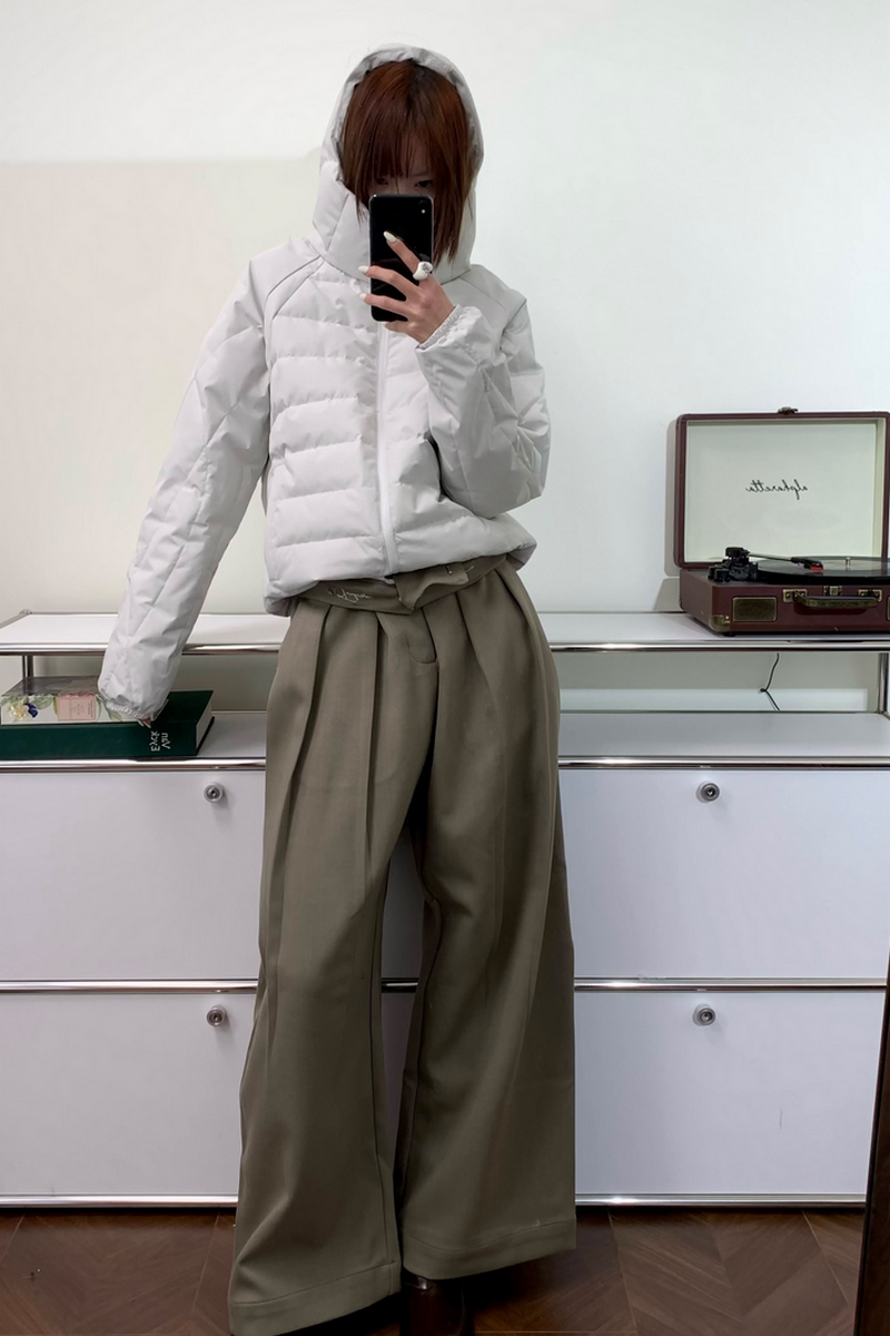 Hooded Ribbed Down Jacket