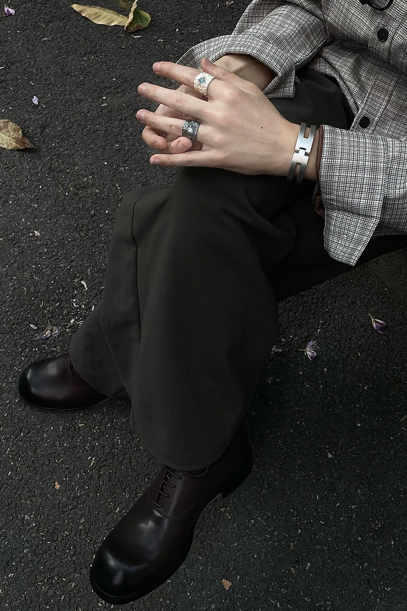 Washed Leather Derby Shoes