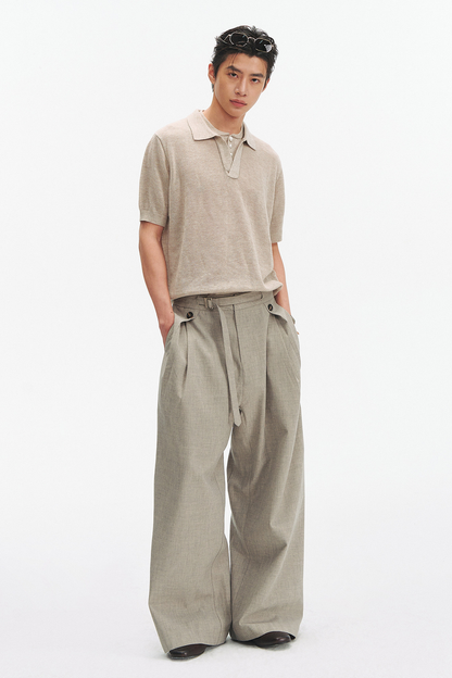 Pleated Linen Wide Pants