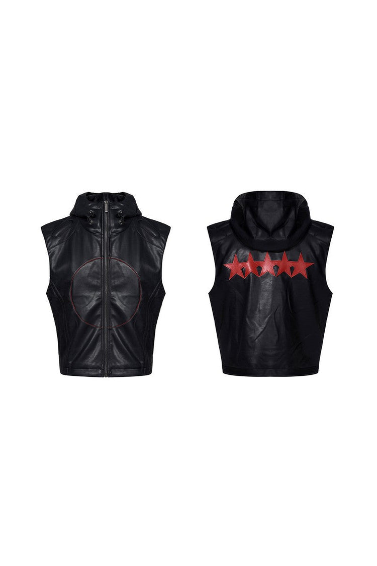 Hooded Star Patch Vest — STARTEXCEEDEND — view 5