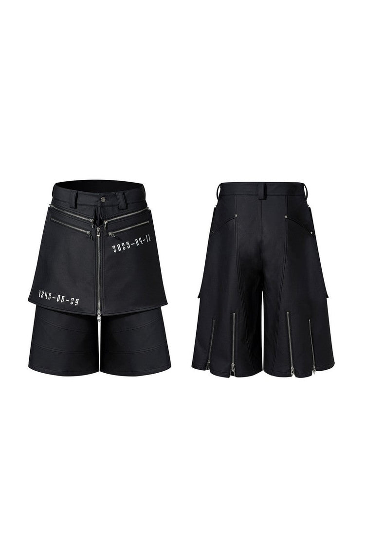Layered Zip PU Shorts — STARTEXCEEDEND — view 2