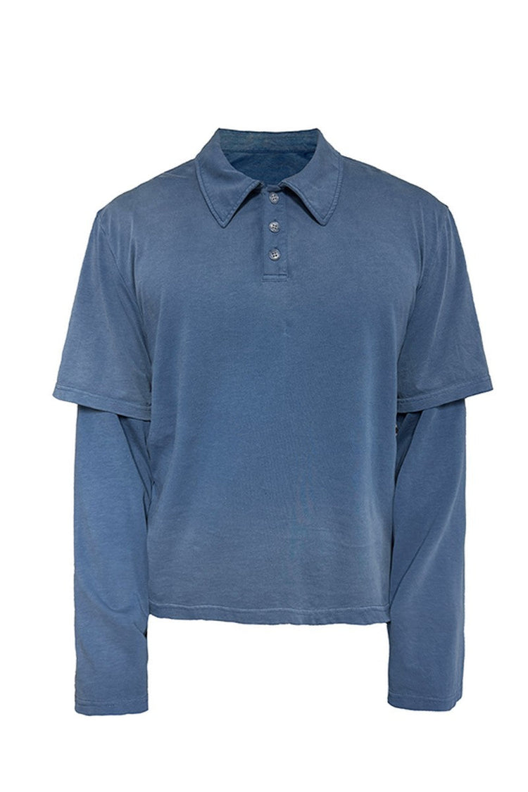 Faded Layered Look Polo Shirt — JCAESAR — view 3