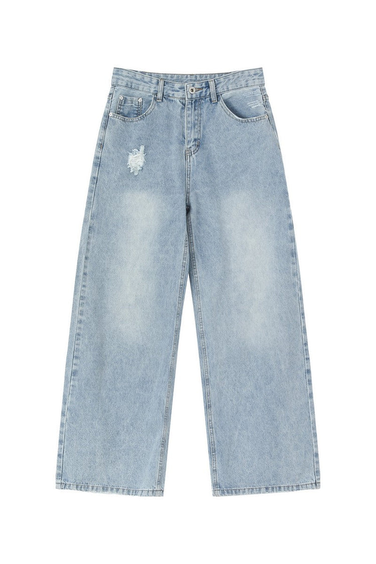 Washed Distressed Straight Leg Jeans — Turntide — view 10