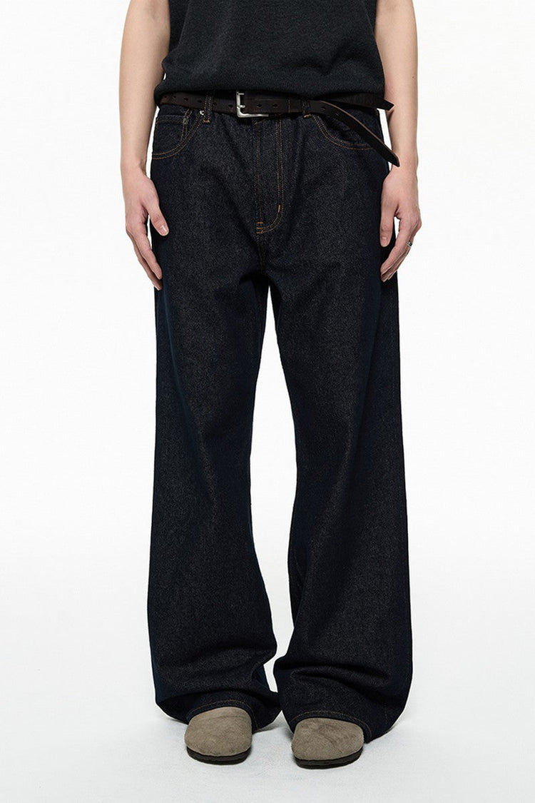 Red Contrast Flare Jeans — Trenqor Basics — view 3