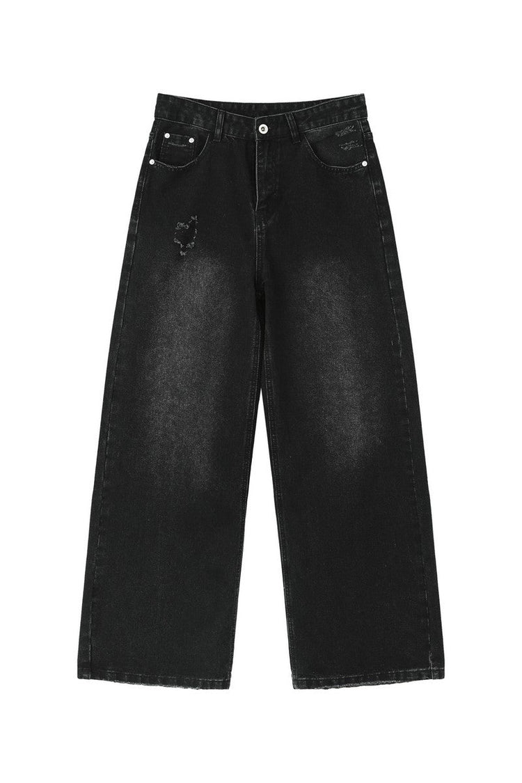 Washed Distressed Straight Leg Jeans — Turntide — view 11
