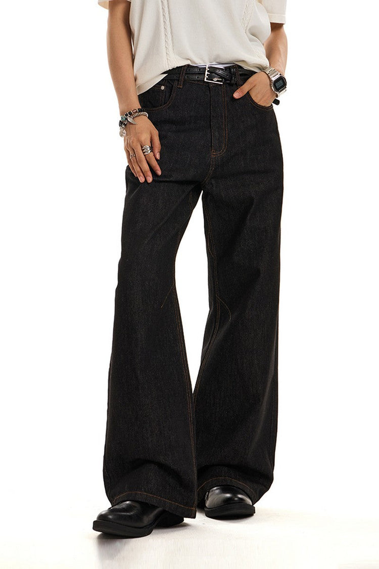 Red Contrast Flare Jeans — Trenqor Basics — view 5