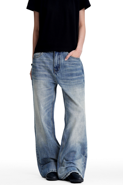 Washed Straight Leg Bootcut Jeans
