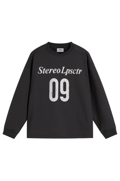 Number Print Collar Sweatshirt