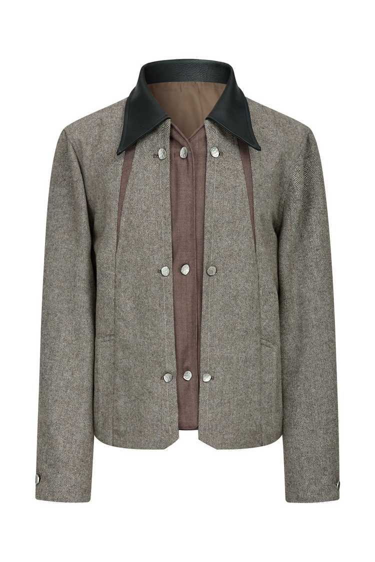 Herringbone Wool Jacket — Taichiism — view 4