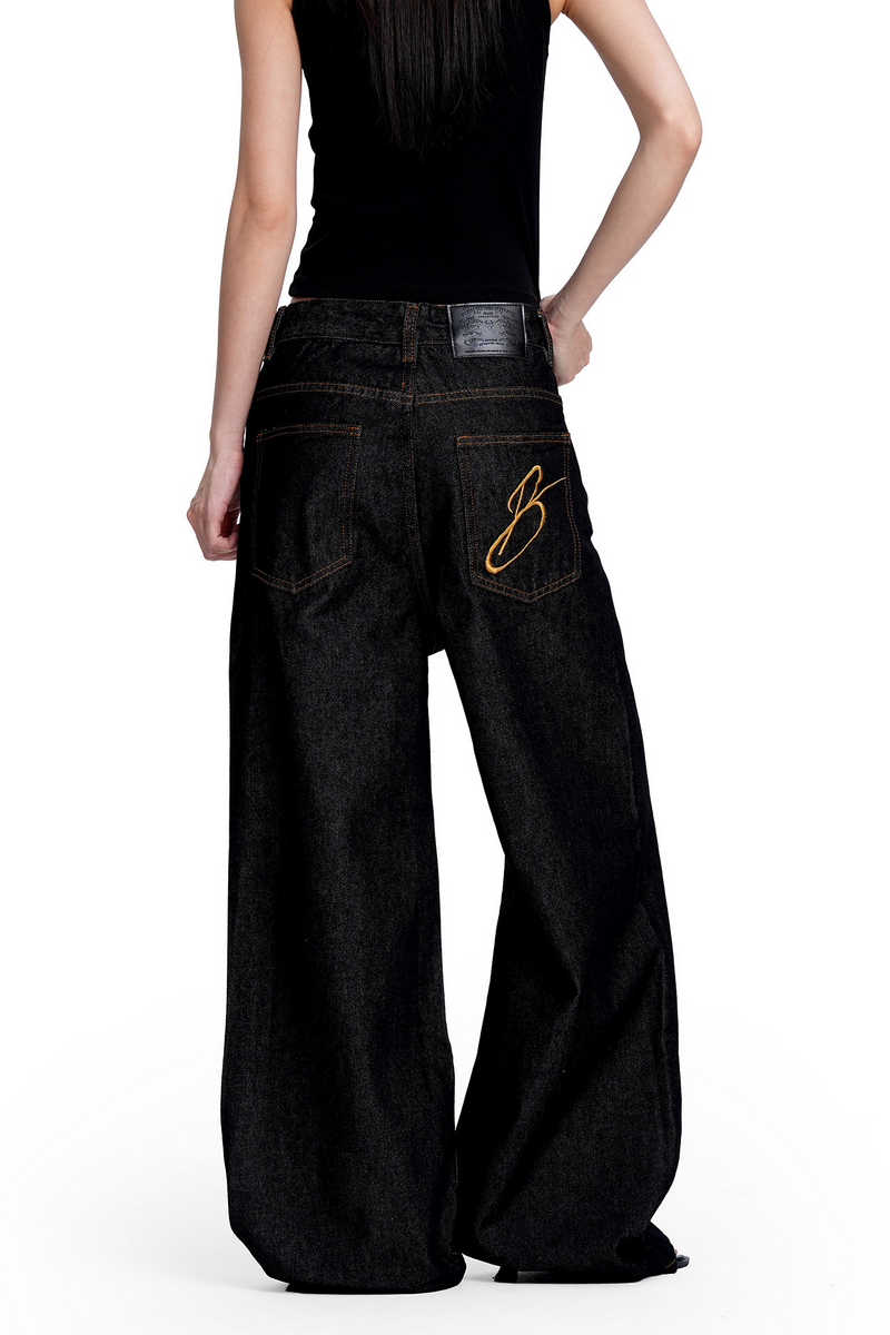 Asymmetric Black Jeans