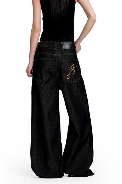 Asymmetric Black Jeans