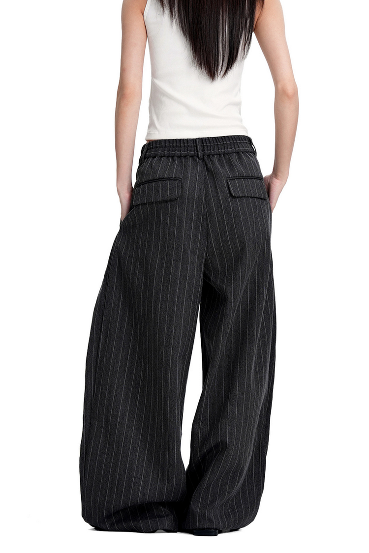Striped Pleated Trousers — Trenqor Basics — view 6