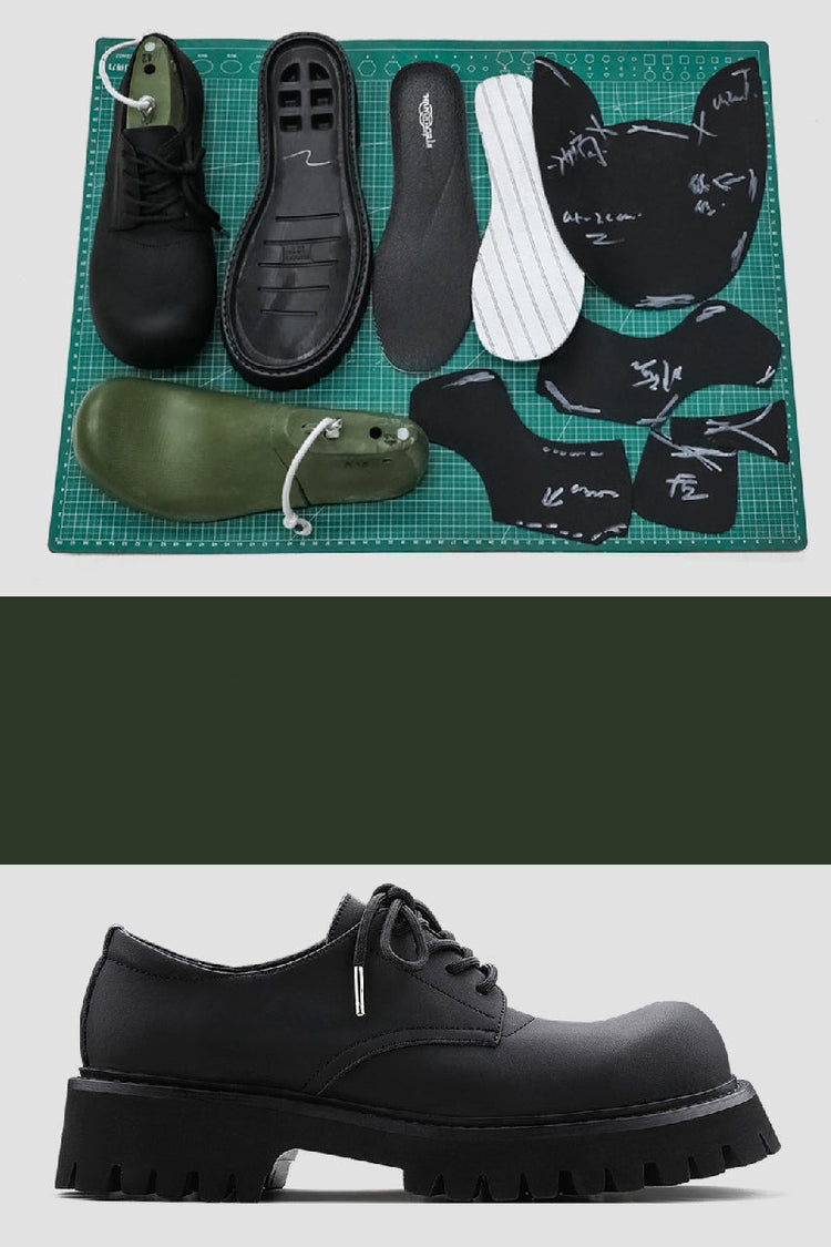 Carbon Black Derby Platform Shoes — Hanqiaoriji — view 4