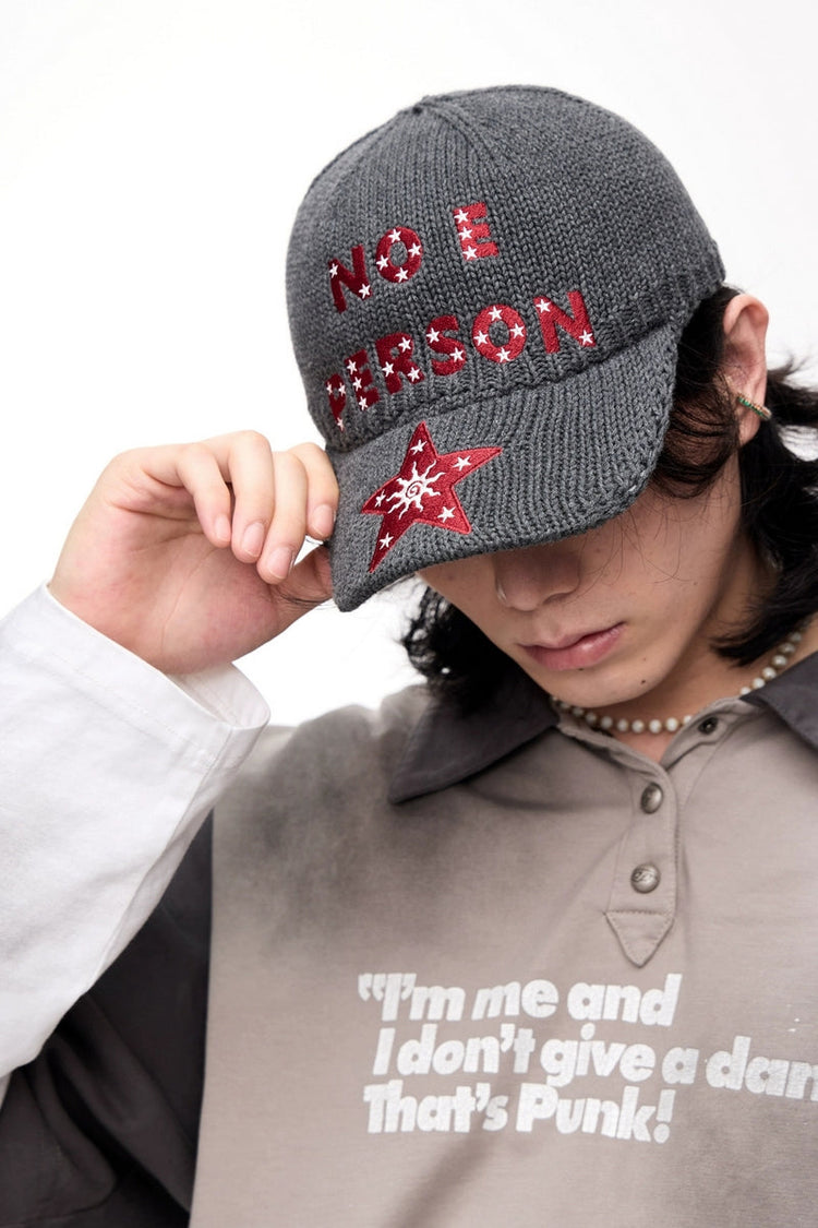 Vintage Star Embroidered Wool Cap — PeopleStyle — view 2