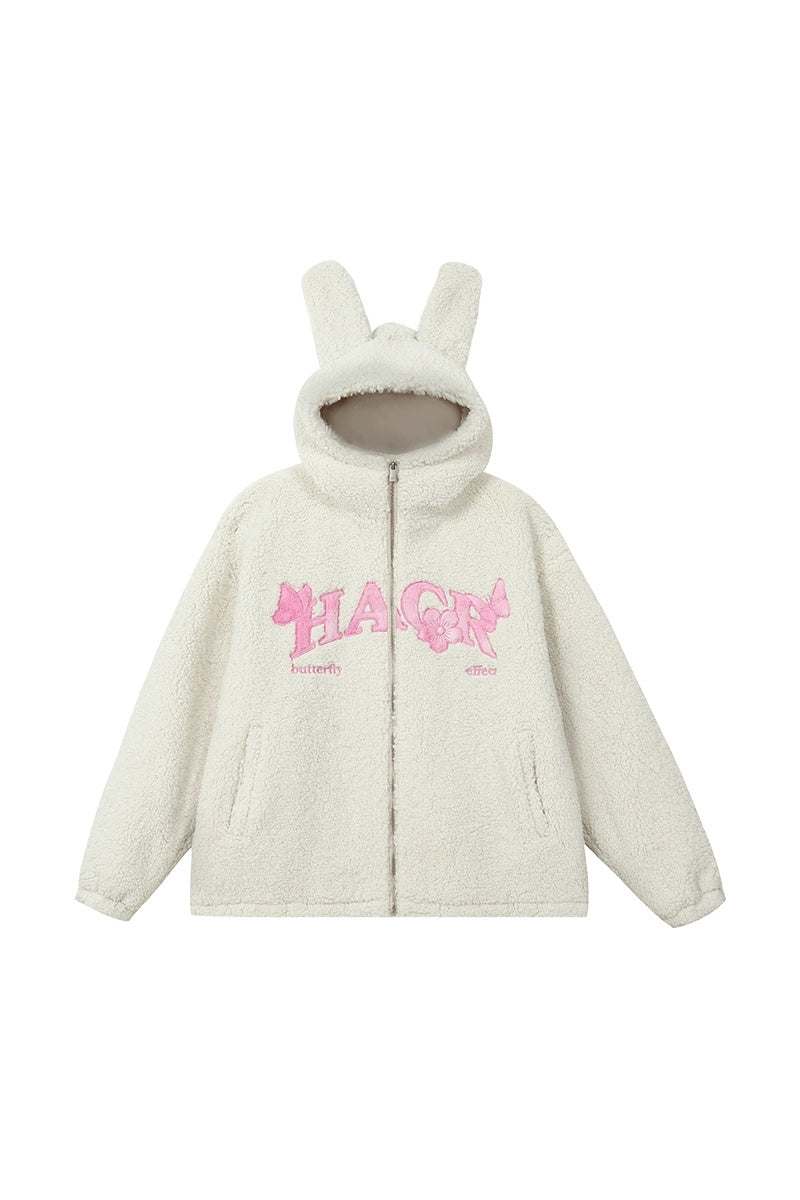 Furry Ears Butterfly Patch Sherpa Jacket — Harsh and Cruel — view 7