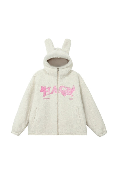 Furry Ears Butterfly Patch Sherpa Jacket — Harsh and Cruel — view 7