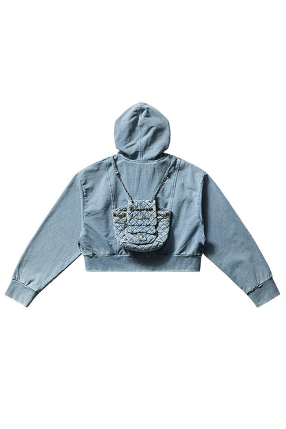 Vintage Washed Denim Hooded Jacket