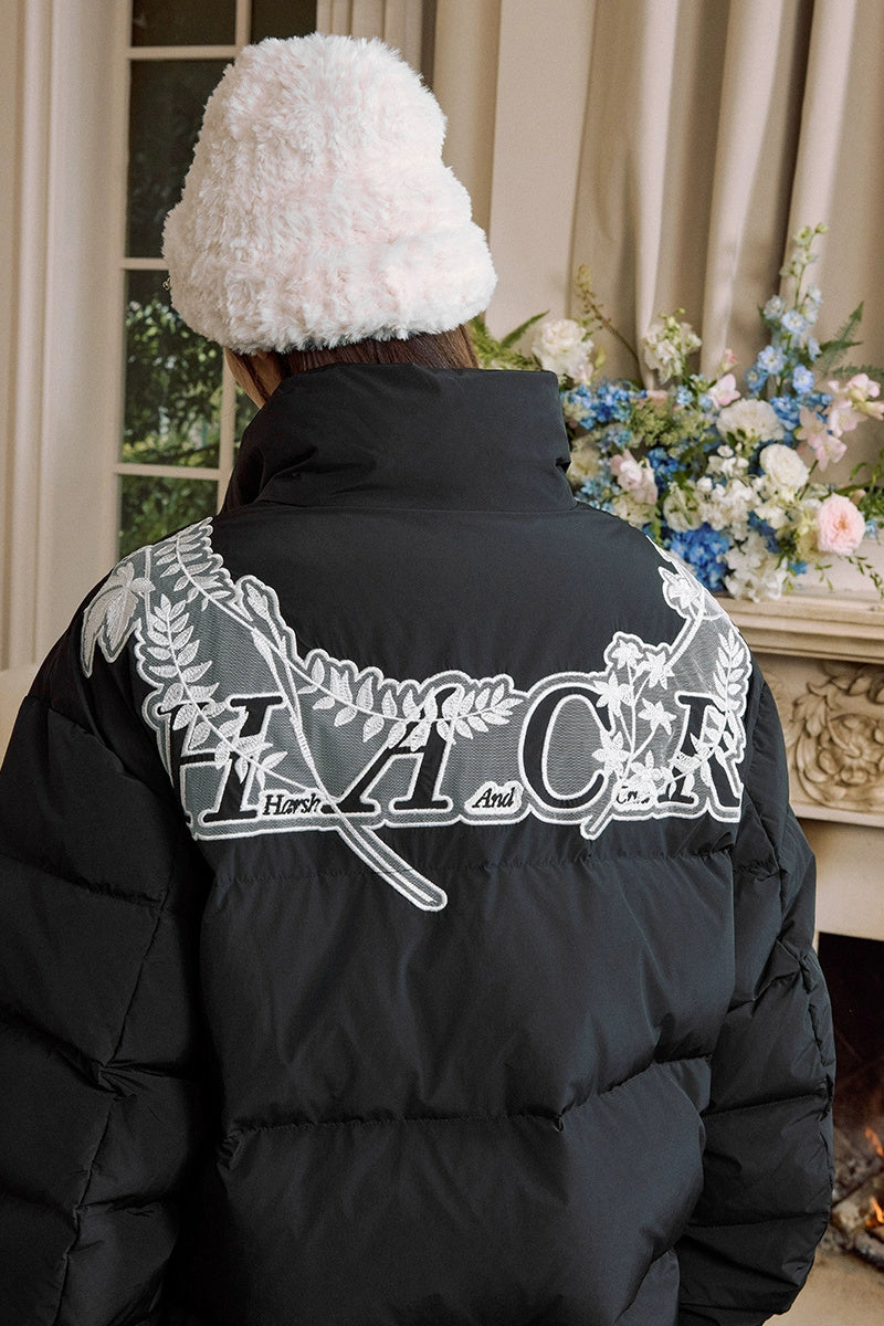 Lace Floral Wreath Embroidered Puffer — Harsh and Cruel — view 2