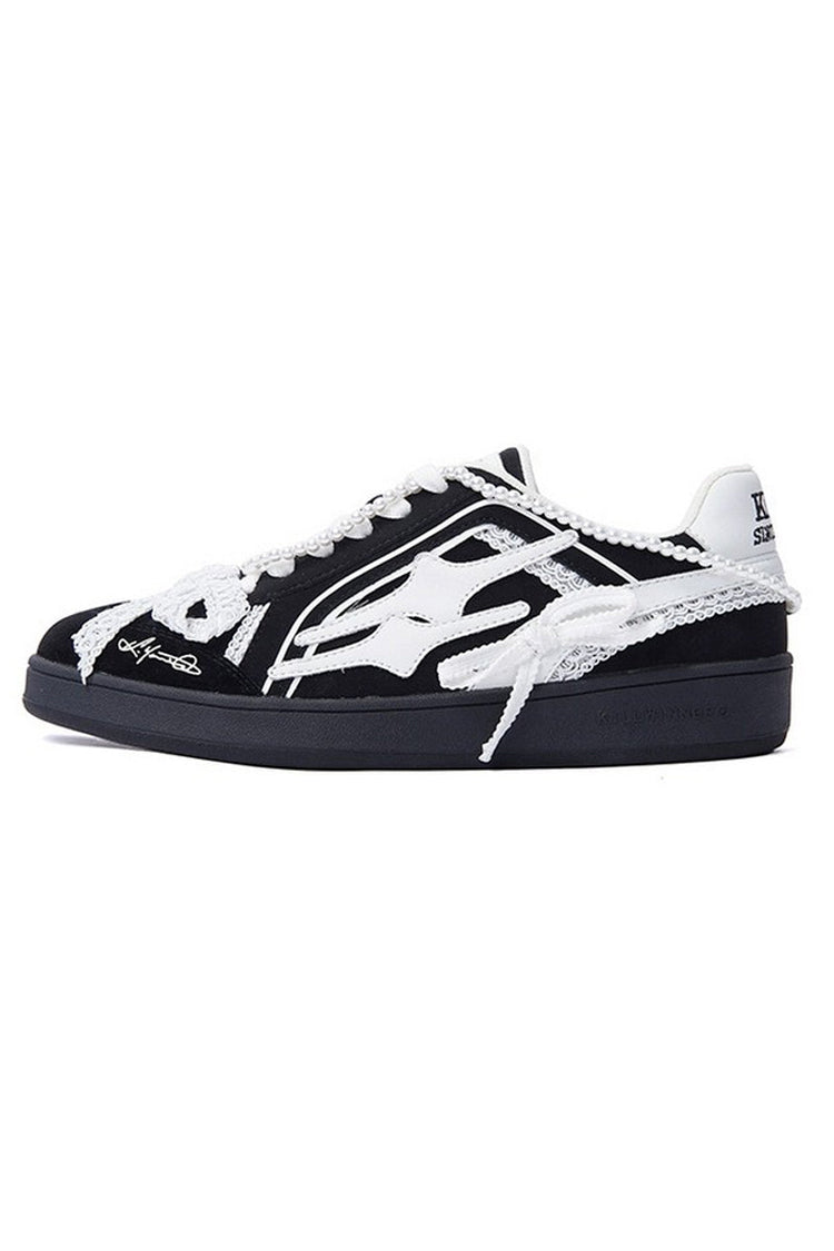 Pearl Black Unisex Retro Low Top Trainers — Killwinner — view 2
