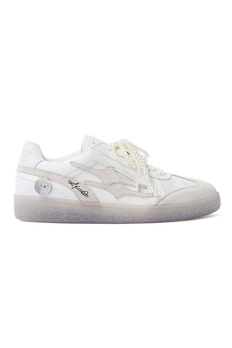 Pearl White Unisex Retro Low Top Trainers — Killwinner — view 3