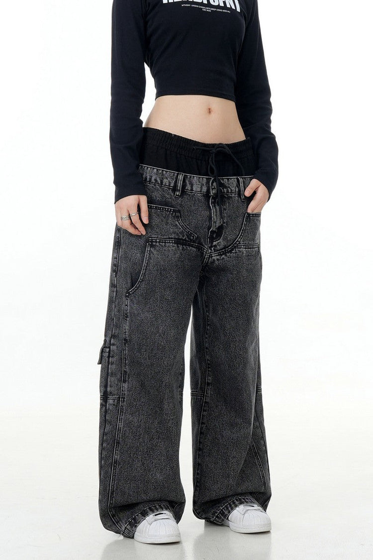 Patchwork Work Jeans — Trenqor Basics — view 2
