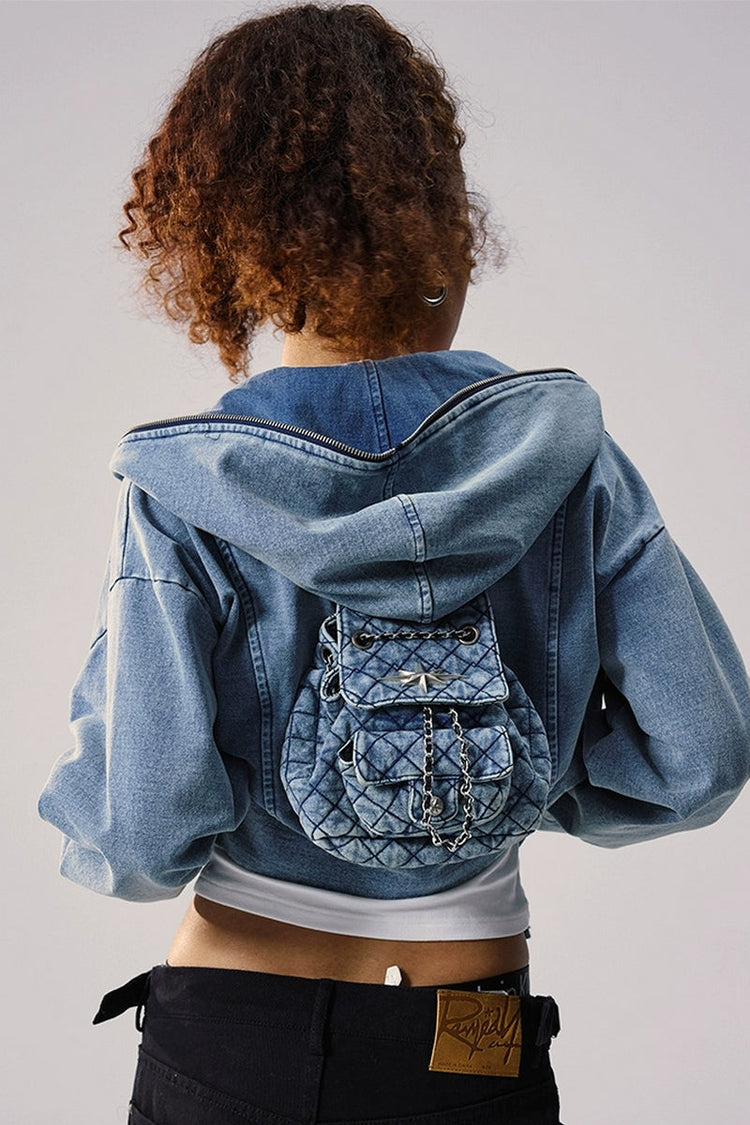 Vintage Washed Denim Hooded Jacket — Remedy — view 3