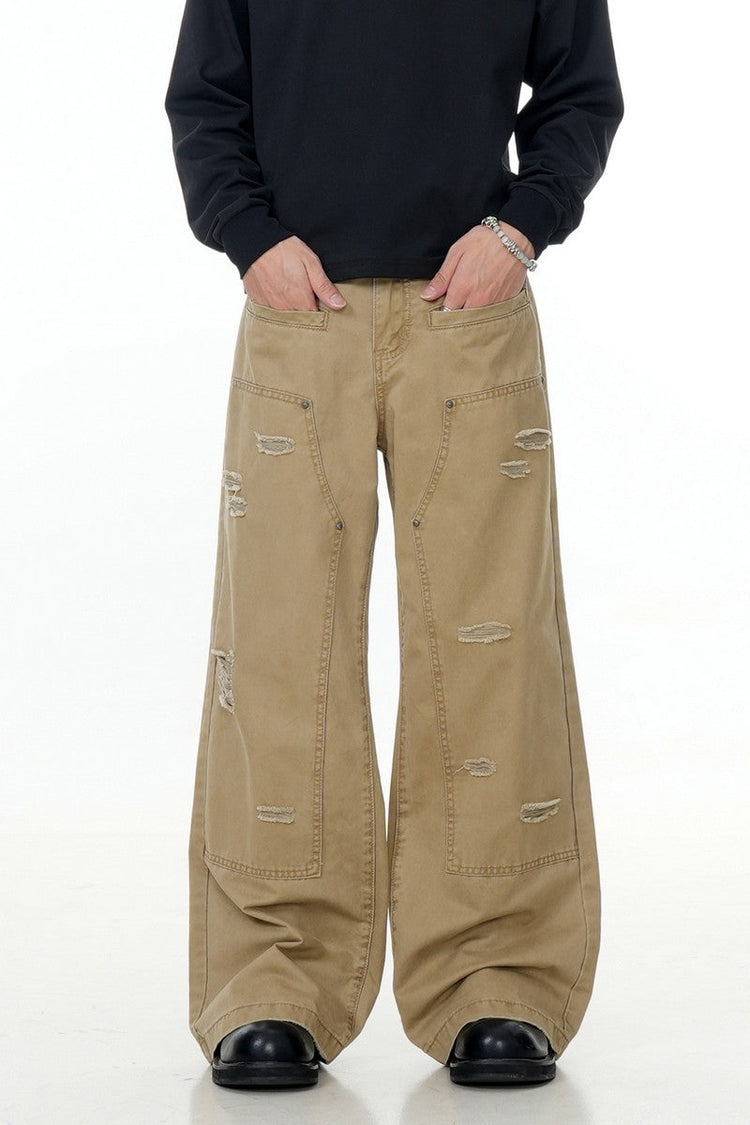 Irregular Distressed Cargo Pants — Trenqor Basics — view 3