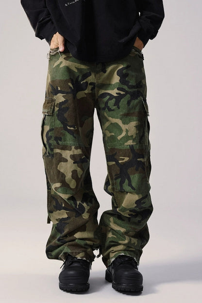 Patchwork Animal Print Cargo Pants