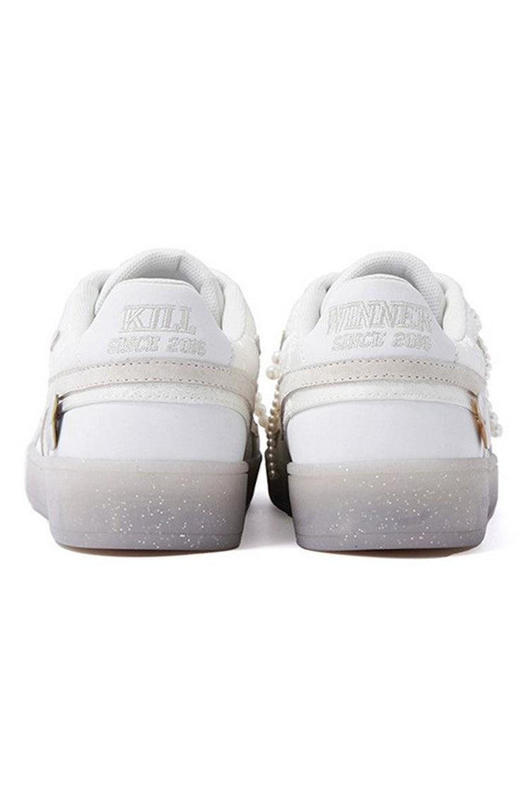 Pearl White Unisex Retro Low Top Trainers — Killwinner — view 4